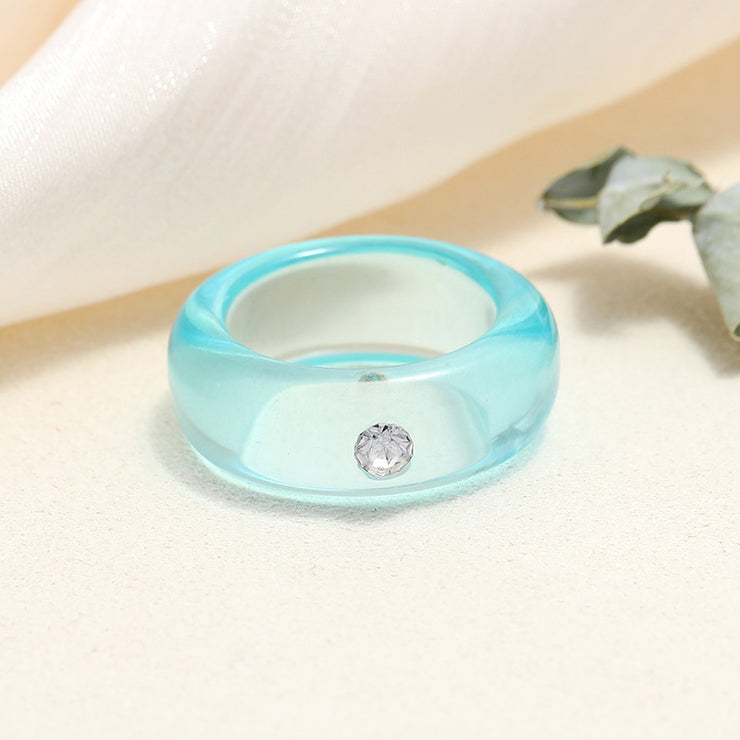 Tortoiseshell Diamond Acrylic Cold Wind Resin Ring