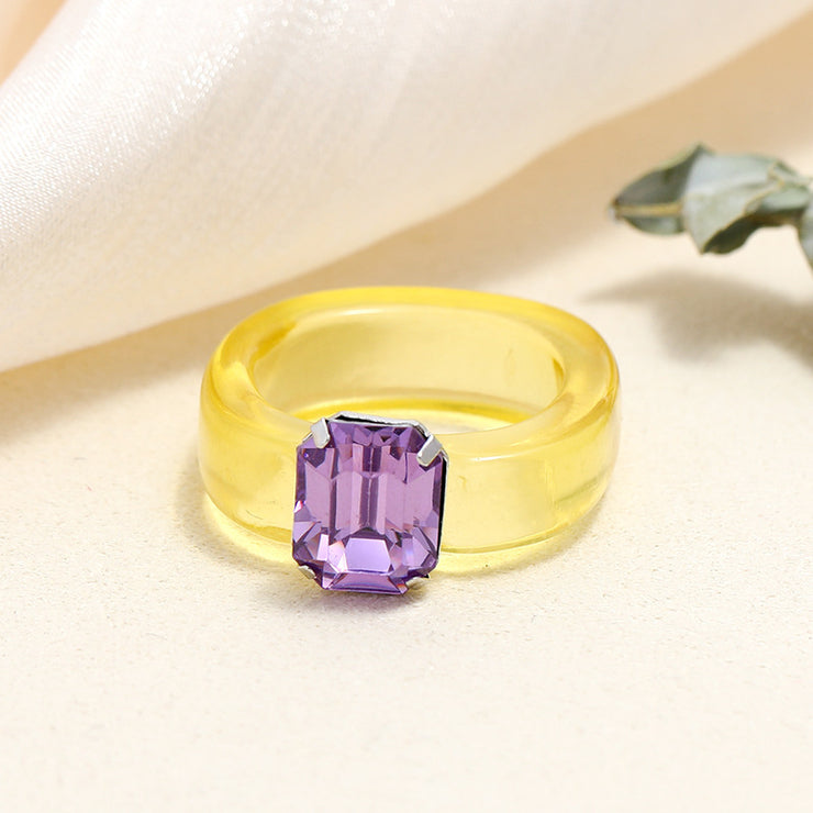 Tortoiseshell Diamond Acrylic Cold Wind Resin Ring