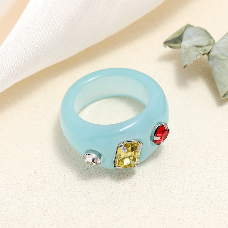 Tortoiseshell Diamond Acrylic Cold Wind Resin Ring