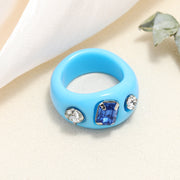 Tortoiseshell Diamond Acrylic Cold Wind Resin Ring