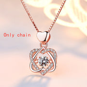 Smart Heart Necklace Female 925 Silver Plated Rose Gold Pendant Clavicle Chain Jewelry
