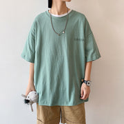Hong Kong Style Men's Loose Couple Short-sleeved T-shirt