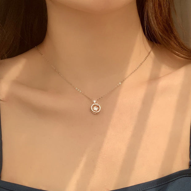 925 Sterling Silver Smart Clavicle Necklace Girls Ins Niche Design Feeling Beating Heart Moissan Pendant
