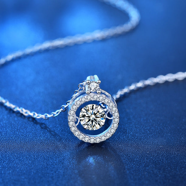 925 Sterling Silver Smart Clavicle Necklace Girls Ins Niche Design Feeling Beating Heart Moissan Pendant
