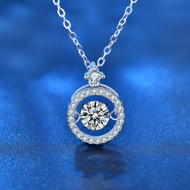 925 Sterling Silver Smart Clavicle Necklace Girls Ins Niche Design Feeling Beating Heart Moissan Pendant