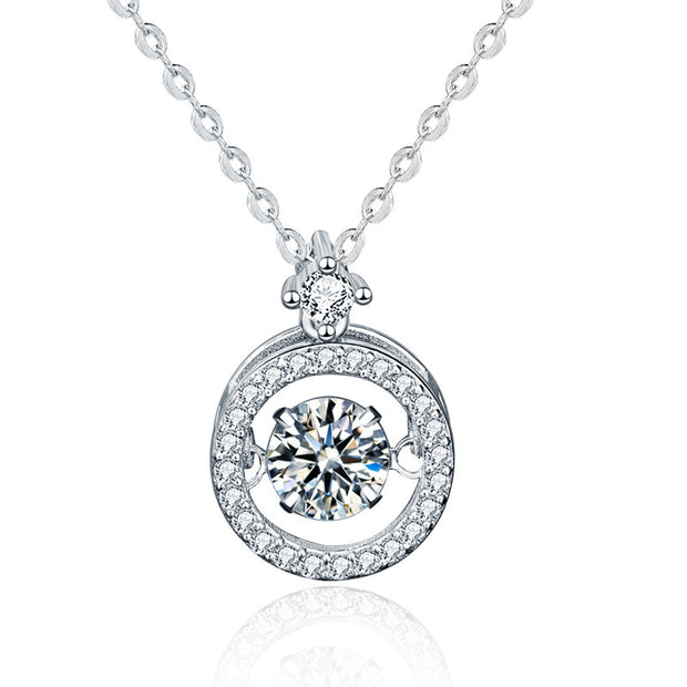 925 Sterling Silver Smart Clavicle Necklace Girls Ins Niche Design Feeling Beating Heart Moissan Pendant